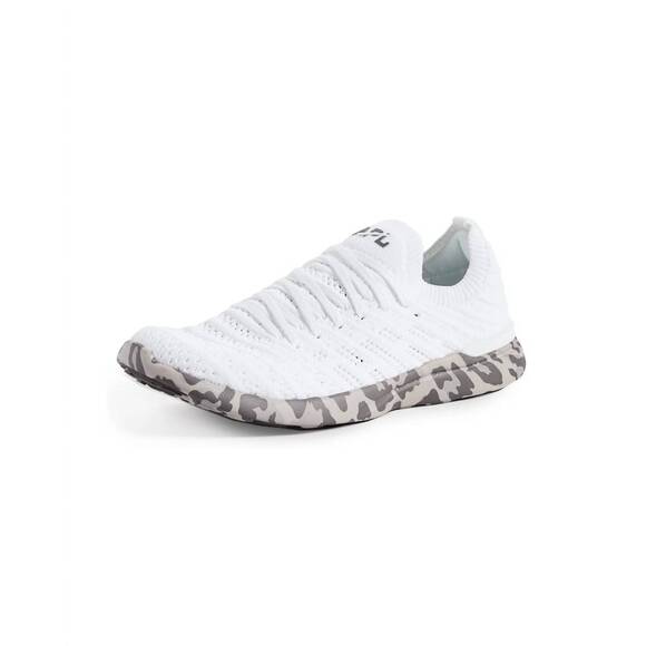 NEW APL women's techloom wave sneaker shoes in white/asteroid/leopard